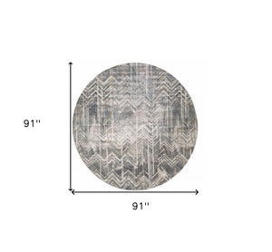 Homeroots 8' X 8' Gray Chevron Area Rug  Polyester 375129