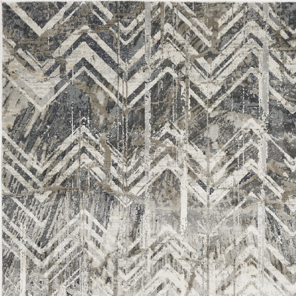 Homeroots 9' X 13' Gray Chevron Area Rug  Polyester 375130