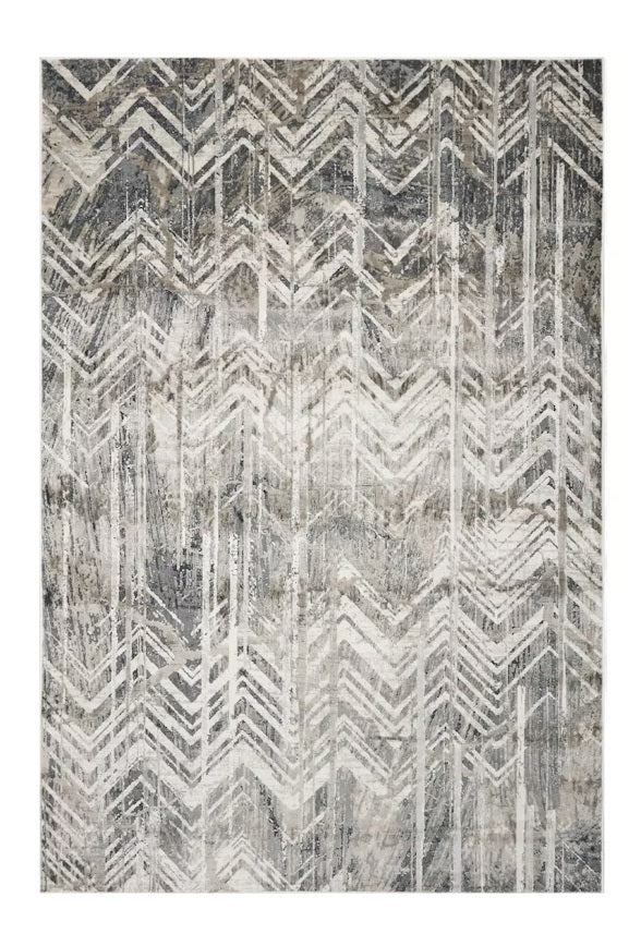 Homeroots 9' X 13' Gray Chevron Area Rug  Polyester 375130