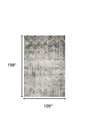 Homeroots 9' X 13' Gray Chevron Area Rug  Polyester 375130