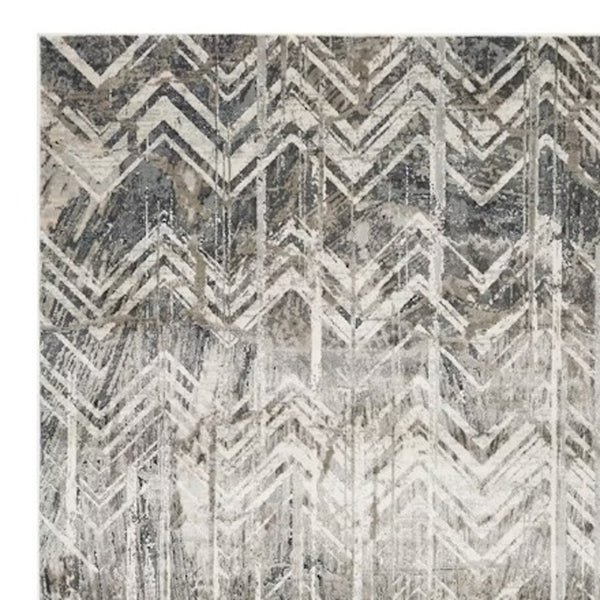 Homeroots 9' X 13' Gray Chevron Area Rug  Polyester 375130