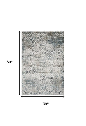 Homeroots 3' X 5' Teal Area Rug  Polyester 375132