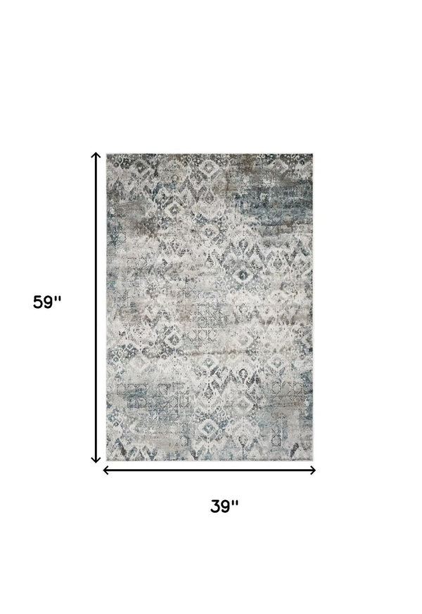 Homeroots 3' X 5' Teal Area Rug  Polyester 375132