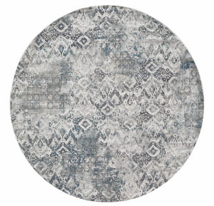 Homeroots 8' X 8' Ivory Gray And Teal Abstract Area Rug  Polyester 375135