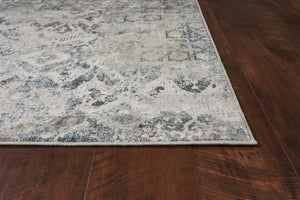 Homeroots 8' X 8' Ivory Gray And Teal Abstract Area Rug  Polyester 375135