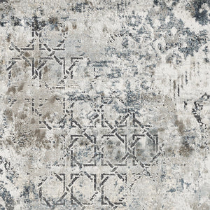 Homeroots 8' X 8' Ivory Gray And Teal Abstract Area Rug  Polyester 375135