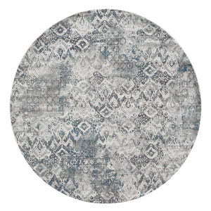 Homeroots 8' X 8' Ivory Gray And Teal Abstract Area Rug  Polyester 375135