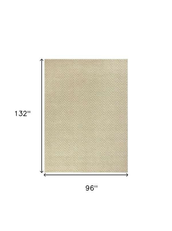 Homeroots 8' X 11' Ivory Chevron Hand Woven Area Rug  Jute 375163