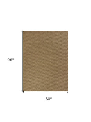 Homeroots 5' X 8' Natural Chevron Hand Woven Area Rug  Jute 375167