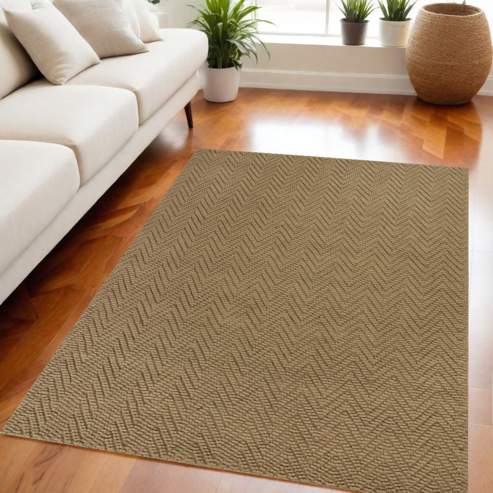 Homeroots 5' X 8' Natural Chevron Hand Woven Area Rug  Jute 375167