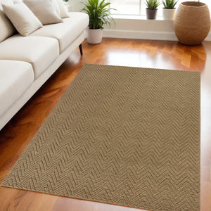 Homeroots 5' X 8' Natural Chevron Hand Woven Area Rug  Jute 375167