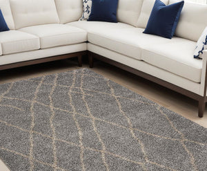 Homeroots 8' X 11' Slate Gray And Tan Abstract Shag Area Rug  Polypropylene 375190