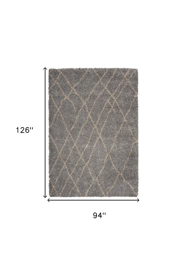 Homeroots 8' X 11' Slate Gray And Tan Abstract Shag Area Rug  Polypropylene 375190