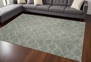 Homeroots 8' X 11' Gray And Beige Abstract Shag Area Rug Spa Polypropylene 375197