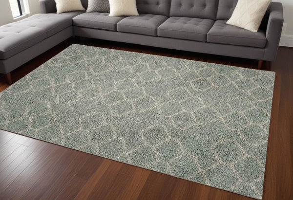 Homeroots 8' X 11' Gray And Beige Abstract Shag Area Rug Spa Polypropylene 375197