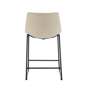 English Elm Christopher Knight Home® - (Set of 2) Vintage Cream & Black Counter Stools with Thick Cushion, Iron Sled Legs, Footrest — 24" Comfort N780P170743C