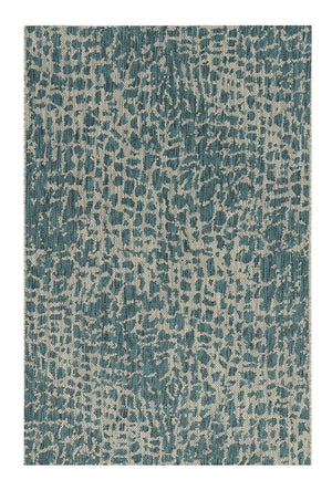 HomeRoots 5' Teal Blue Abstract Area Rug - Modern Indoor Outdoor Accent for Stylish Living Spaces & Patios 5' x 8' 375200