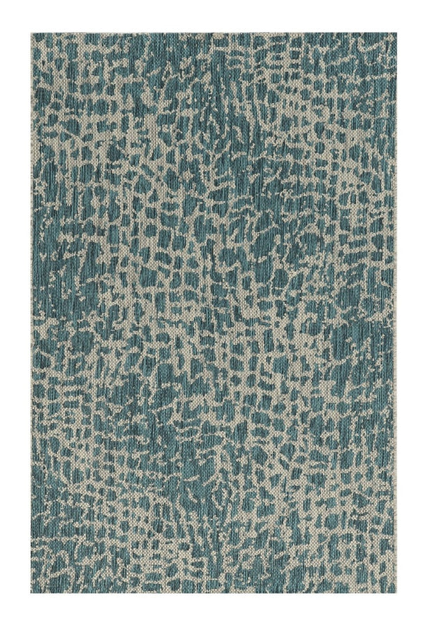 HomeRoots 5' Teal Blue Abstract Area Rug - Modern Indoor Outdoor Accent for Stylish Living Spaces & Patios 5' x 8' 375200
