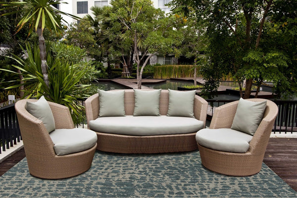 HomeRoots 5' Teal Blue Abstract Area Rug - Modern Indoor Outdoor Accent for Stylish Living Spaces & Patios 5' x 8' 375200