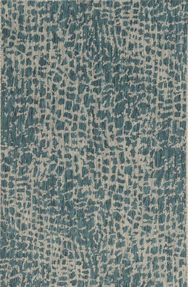 HomeRoots 5' Teal Blue Abstract Area Rug - Modern Indoor Outdoor Accent for Stylish Living Spaces & Patios 5' x 8' 375200