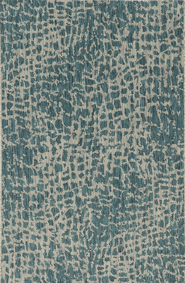 HomeRoots 5' Teal Blue Abstract Area Rug - Modern Indoor Outdoor Accent for Stylish Living Spaces & Patios 8' x 11' 375201