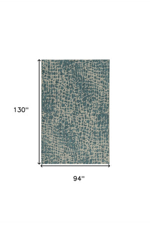 HomeRoots 5' Teal Blue Abstract Area Rug - Modern Indoor Outdoor Accent for Stylish Living Spaces & Patios 8' x 11' 375201