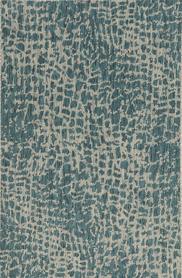 HomeRoots 5' Teal Blue Abstract Area Rug - Modern Indoor Outdoor Accent for Stylish Living Spaces & Patios 8' x 11' 375201