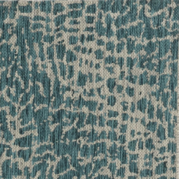 HomeRoots 5' Teal Blue Abstract Area Rug - Modern Indoor Outdoor Accent for Stylish Living Spaces & Patios 8' Round 375202