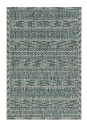 HomeRoots 5' Teal Blue Southwestern Area Rug - Durable Indoor Outdoor Design for Vibrant Spaces & Easy Care 5' x 8' 375205