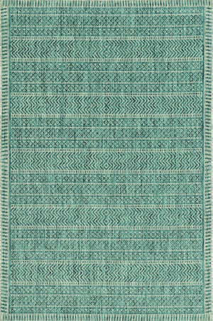 HomeRoots 5' Teal Blue Southwestern Area Rug - Durable Indoor Outdoor Design for Vibrant Spaces & Easy Care 5' x 8' 375205