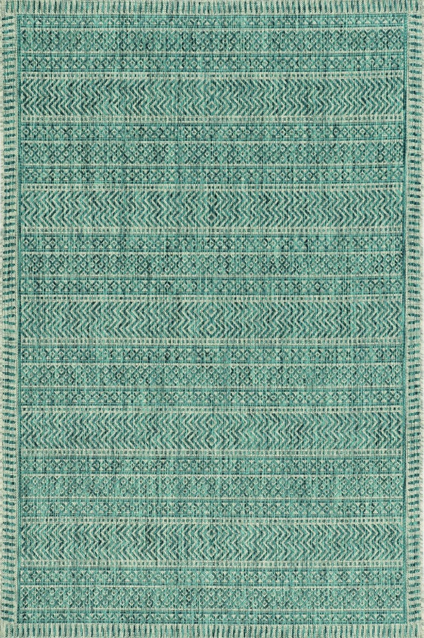HomeRoots 5' Teal Blue Southwestern Area Rug - Durable Indoor Outdoor Design for Vibrant Spaces & Easy Care 5' x 8' 375205