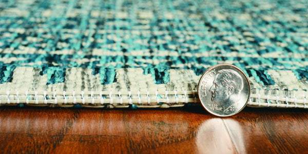 HomeRoots 5' Teal Blue Southwestern Area Rug - Durable Indoor Outdoor Design for Vibrant Spaces & Easy Care 5' x 8' 375205