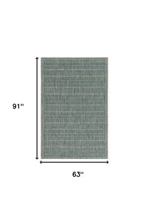 HomeRoots 5' Teal Blue Southwestern Area Rug - Durable Indoor Outdoor Design for Vibrant Spaces & Easy Care 5' x 8' 375205