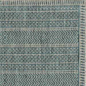 HomeRoots 5' Teal Blue Southwestern Area Rug - Durable Indoor Outdoor Design for Vibrant Spaces & Easy Care 5' x 8' 375205