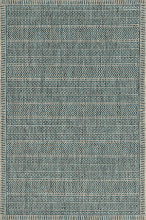 HomeRoots 5' Teal Blue Southwestern Area Rug - Durable Indoor Outdoor Design for Vibrant Spaces & Easy Care 5' x 8' 375205