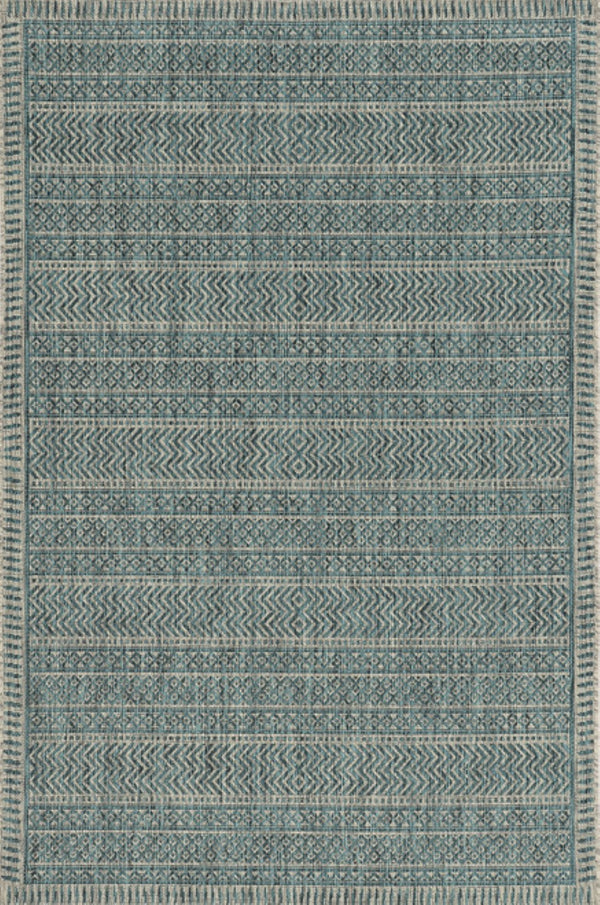 HomeRoots 5' Teal Blue Southwestern Area Rug - Durable Indoor Outdoor Design for Vibrant Spaces & Easy Care 5' x 8' 375205