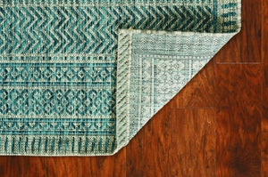 HomeRoots 8' Teal and Beige Geometric Area Rug - Modern, Durable Design for Stylish Living Spaces and Comfort 8' X 11' 375206