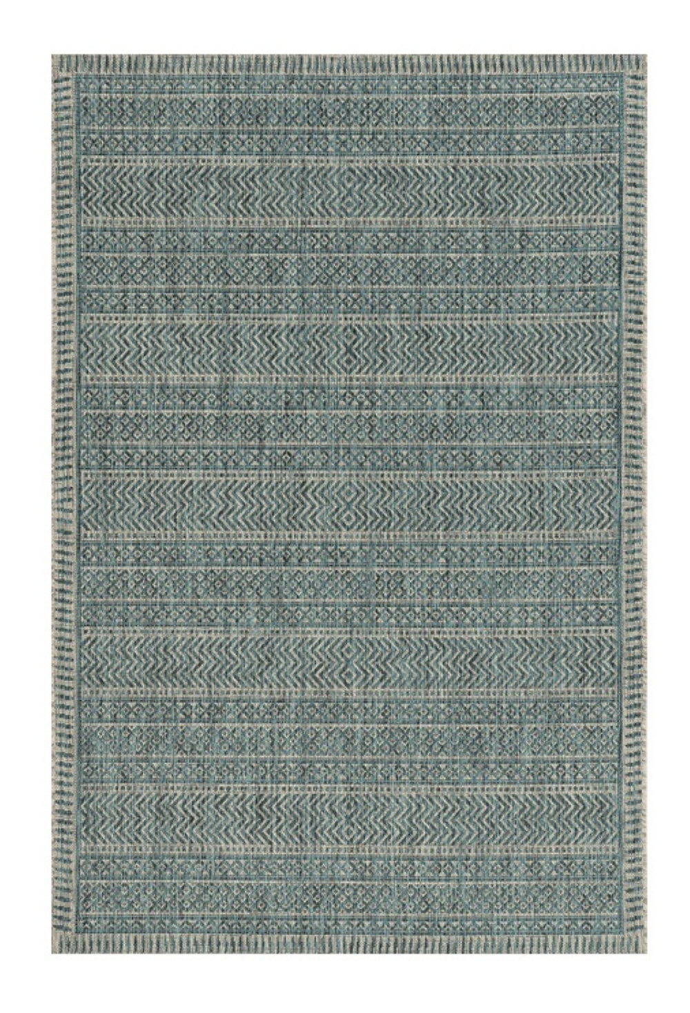 HomeRoots 8' Teal and Beige Geometric Area Rug - Modern, Durable Design for Stylish Living Spaces and Comfort 8' X 11' 375206
