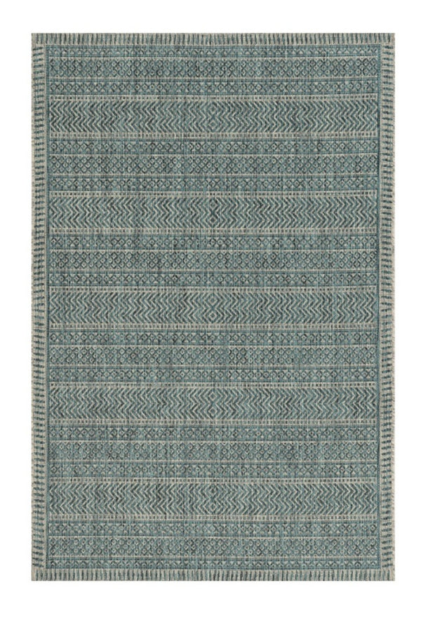 HomeRoots 8' Teal and Beige Geometric Area Rug - Modern, Durable Design for Stylish Living Spaces and Comfort 8' X 11' 375206