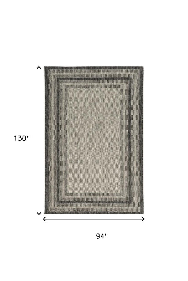 HomeRoots 8' Gray Striped Indoor Outdoor Area Rug - Stylish, Durable, and Versatile for Any Space or Occasion 8' x 11' 375211