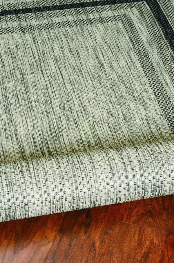 HomeRoots 8' Gray Striped Indoor Outdoor Area Rug - Stylish, Durable, and Versatile for Any Space or Occasion 8' x 11' 375211