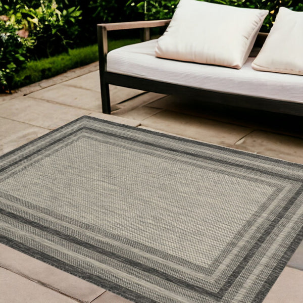HomeRoots 8' Gray Striped Indoor Outdoor Area Rug - Stylish, Durable, and Versatile for Any Space or Occasion 8' x 11' 375211