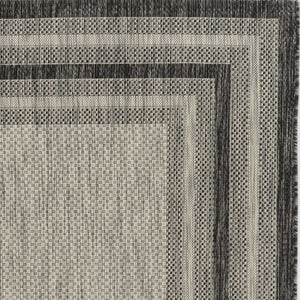 HomeRoots 8' Gray Striped Indoor Outdoor Area Rug - Stylish, Durable, and Versatile for Any Space or Occasion 8' Round 375212