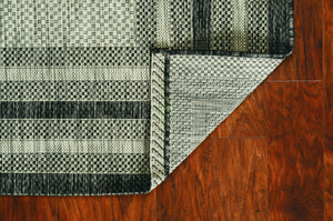 HomeRoots 8' Gray Striped Indoor Outdoor Area Rug - Stylish, Durable, and Versatile for Any Space or Occasion 8' Round 375212