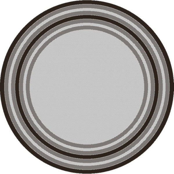 HomeRoots 8' Gray Striped Indoor Outdoor Area Rug - Stylish, Durable, and Versatile for Any Space or Occasion 8' Round 375212