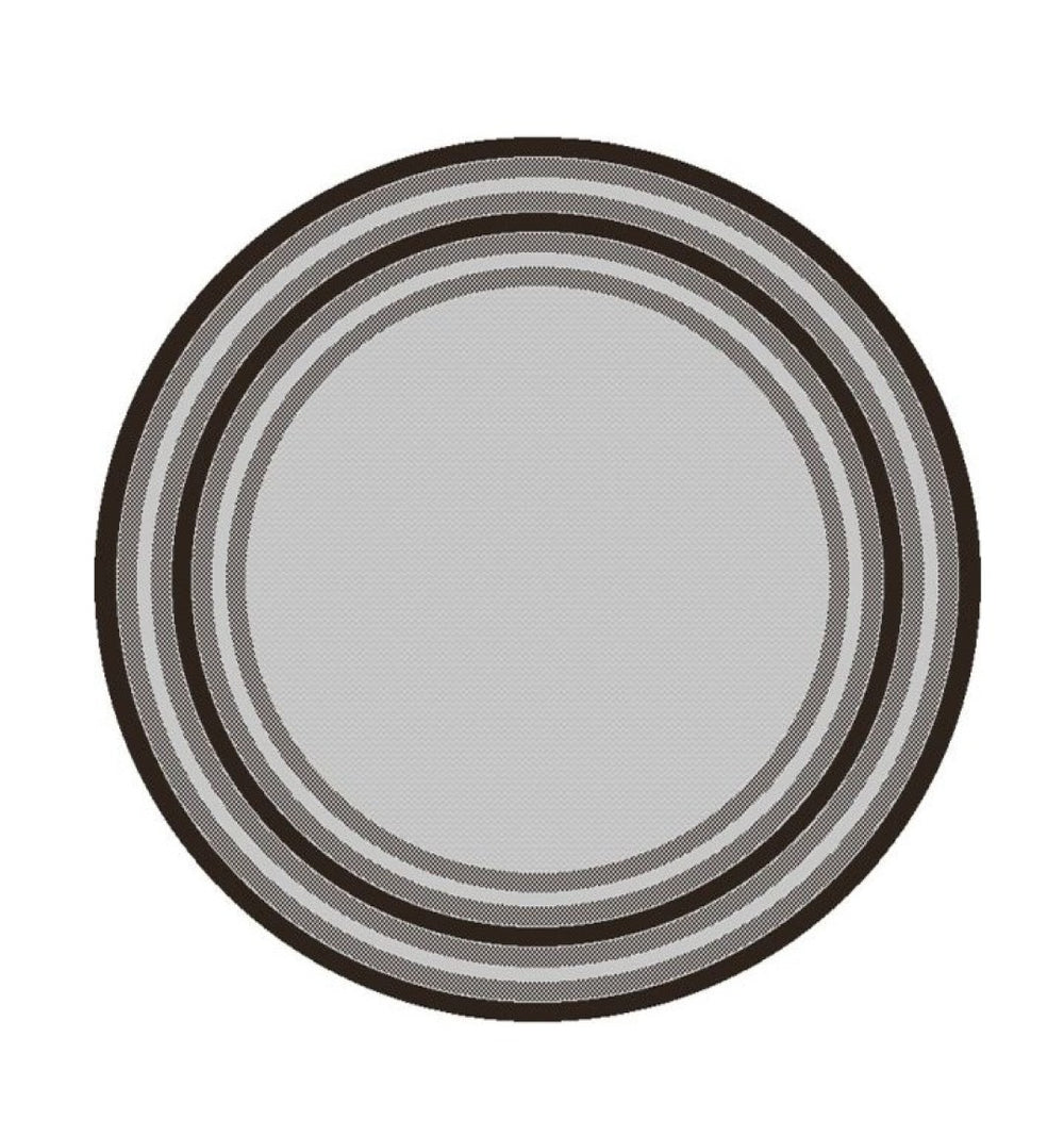 HomeRoots 8' Gray Striped Indoor Outdoor Area Rug - Stylish, Durable, and Versatile for Any Space or Occasion 8' Round 375212