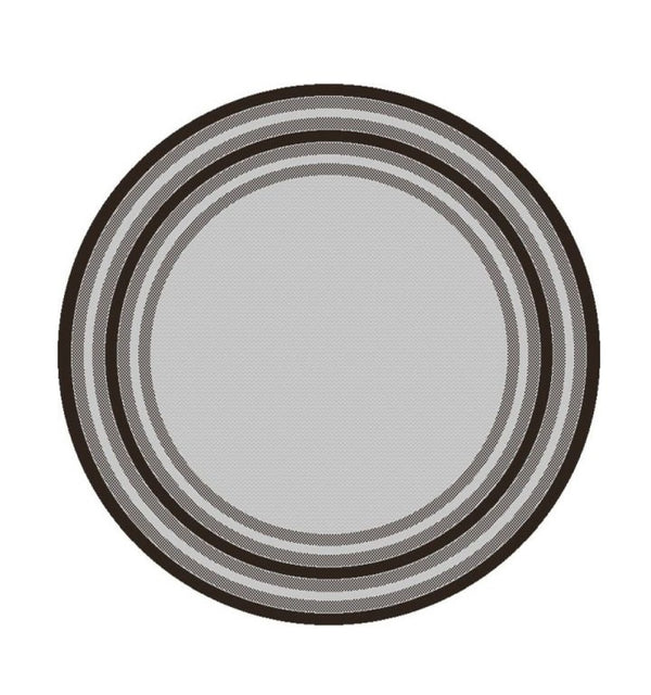 HomeRoots 8' Gray Striped Indoor Outdoor Area Rug - Stylish, Durable, and Versatile for Any Space or Occasion 8' Round 375212