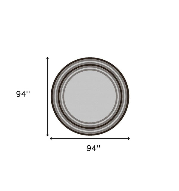 HomeRoots 8' Gray Striped Indoor Outdoor Area Rug - Stylish, Durable, and Versatile for Any Space or Occasion 8' Round 375212