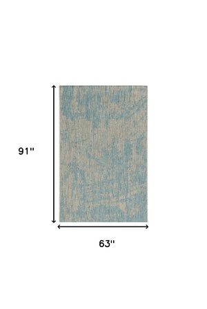 Homeroots 5' X 8' Teal Blue Abstract Indoor Outdoor Area Rug  Polypropylene 375215