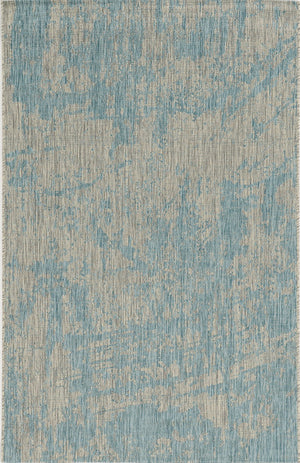 Homeroots 5' X 8' Teal Blue Abstract Indoor Outdoor Area Rug  Polypropylene 375215